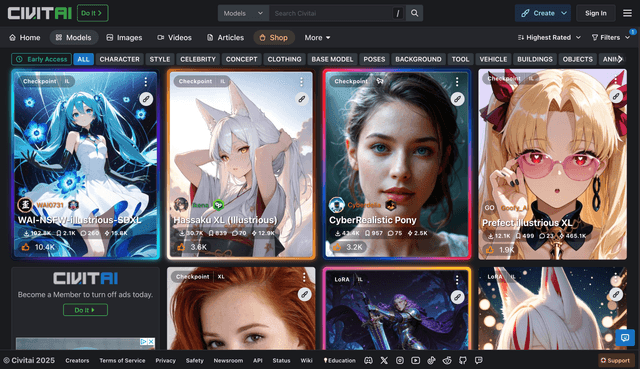 Civitai homepage screenshot